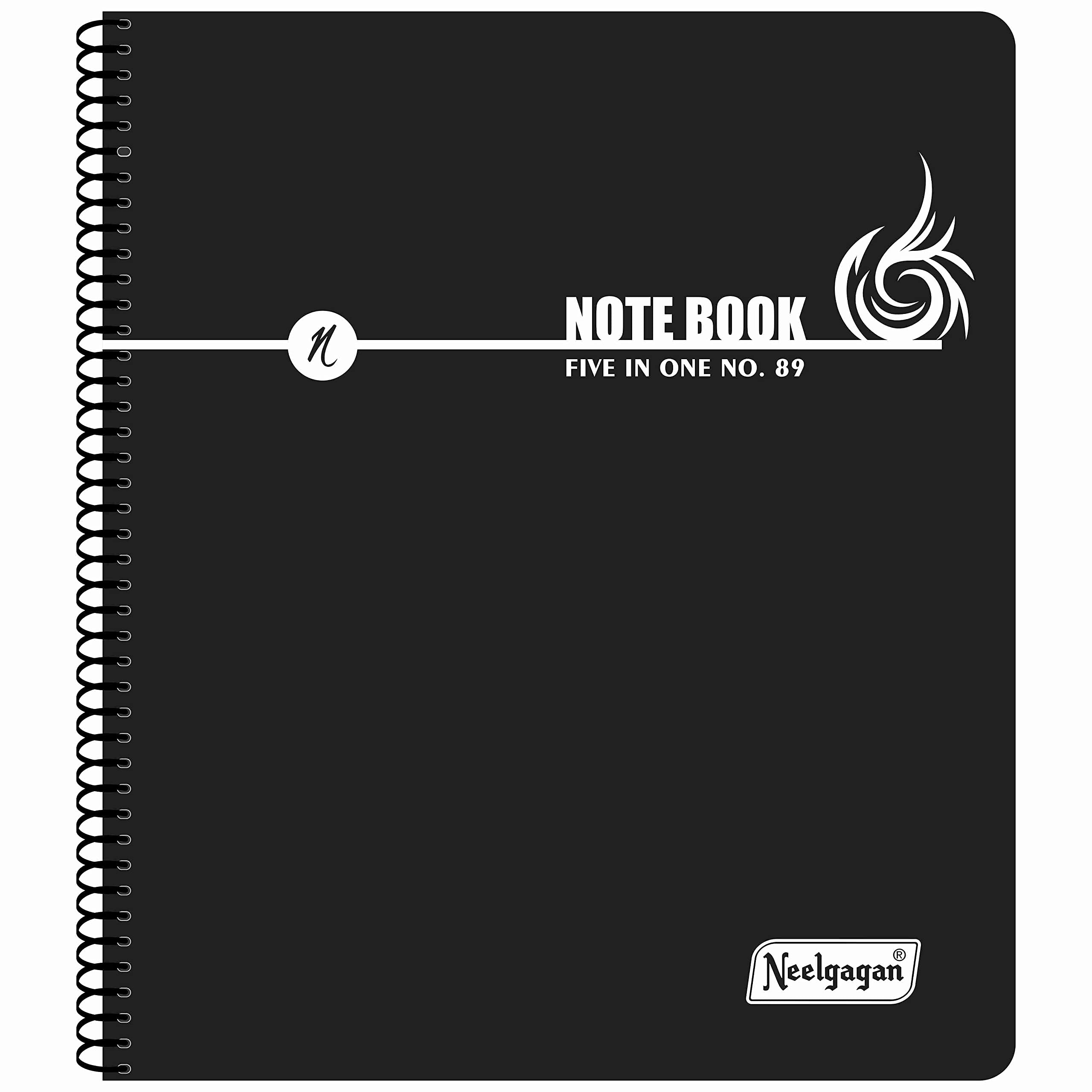NEELGAGAN Five in One Spiral Note Book No.89, 200 Pages, (22cm x 19cm) Pack of 4