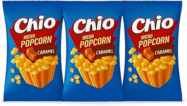 Chio Micro Popcorn Caramel, Crispy Microwave Popcorn, Gluten Free, 3x90g (Caramel)