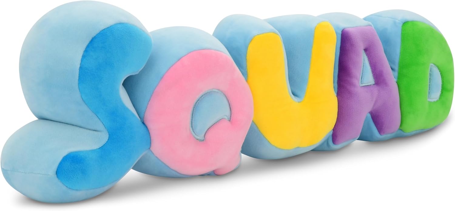 iscream Plush Squad Rainbow Letters Shaped 19" x 6" Soft Fleece Accent Pillow