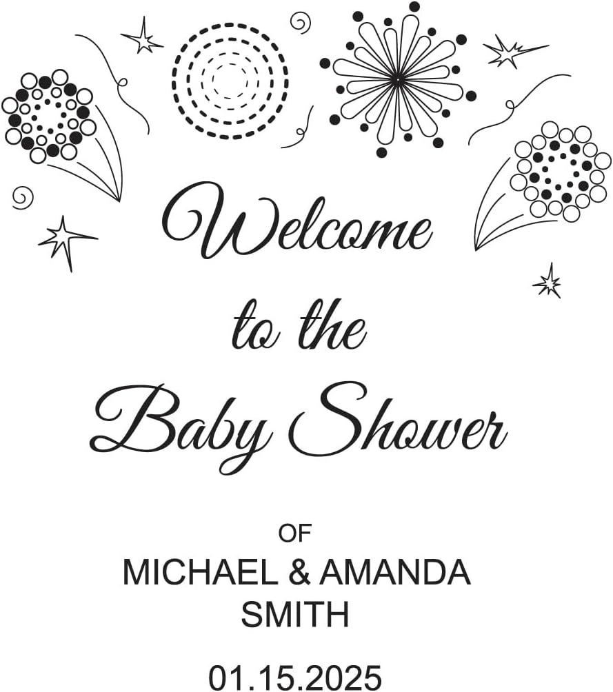 Personalized Baby Shower Vinyl Decal, 3 Size Options, Custom Names and Date, 16 Colors Available a054