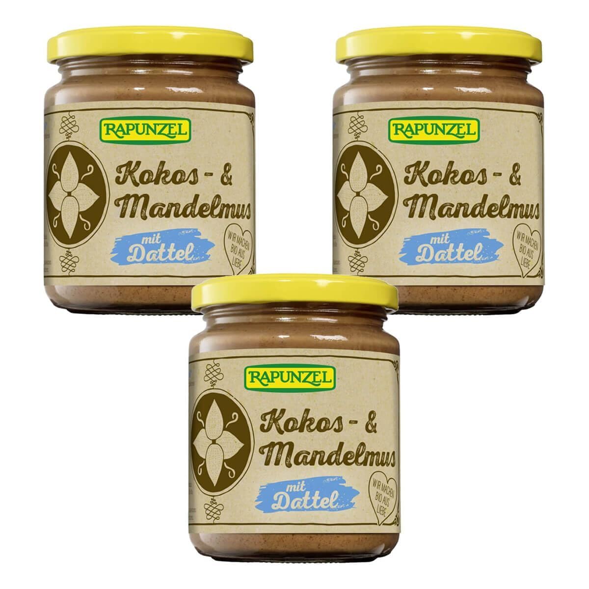 Rapunzel Beurre de noix de coco et d'amande aux dattes - Lot de 3 x 250 g
