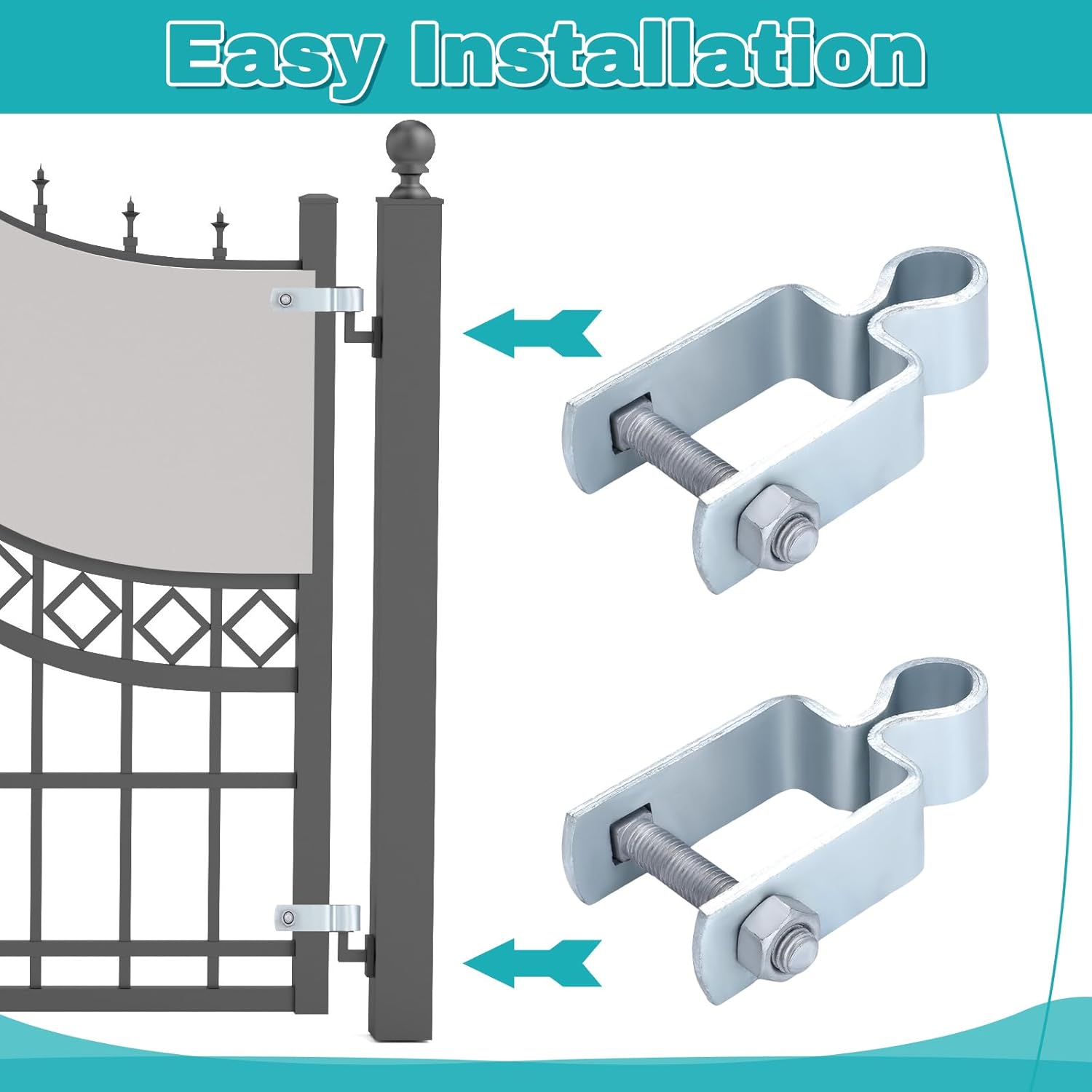 Dansydaisy 4 Pcs 2'' x 2'' Square Post Female Hinges 5/8'' Pintle Square Chain Link Fence Gate Post Galvanized Steel Hinge with Bolts and Nuts for Repairing and Replacing Fence Gate