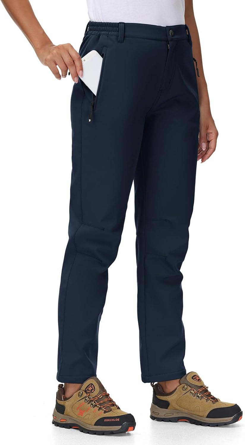 TBMPOY Women's Ski Snow Pants Waterproof Windproof Fleece Lined Warm Hiking Insulated Softshell Cargo Pant 4 Pockets - Image 2