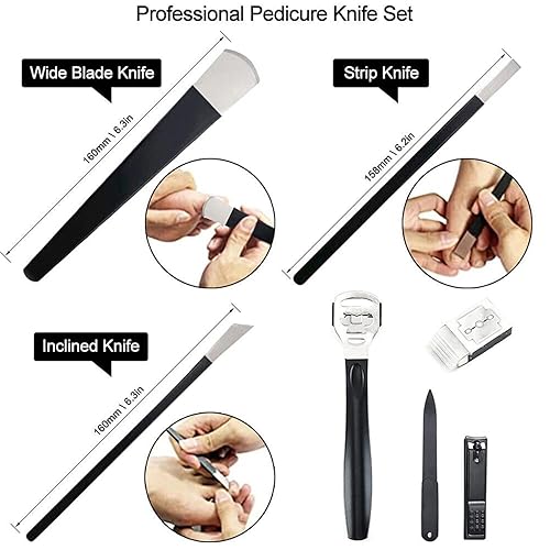 Miniatura 2 de Juego de cuchillos de pedicura, 7 cuchillos de pedicura para pies encarnados, corrección de uñas, removedor de cortaúñas con bolsa de almacenamiento