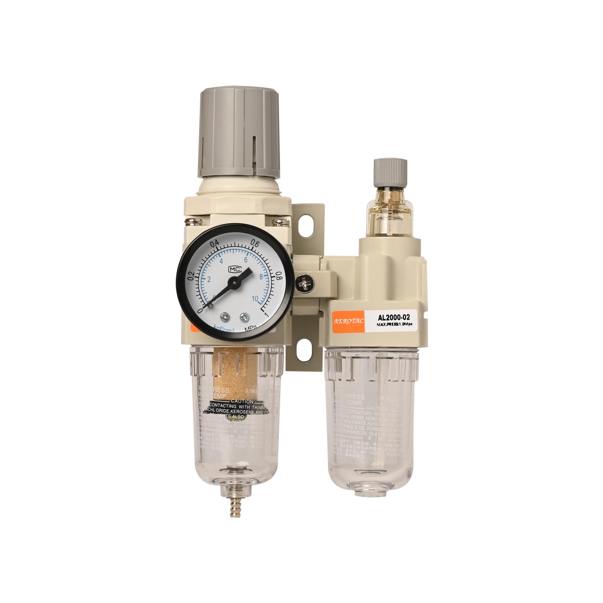 HYCO BSP Pneumatic FRL Unit (Air Filter + Regulator + Lubricator) with Metal Guard And Pressure Gauge Air (1/4" (AC 2010-02) WITHOUT GUARD)-picture-20