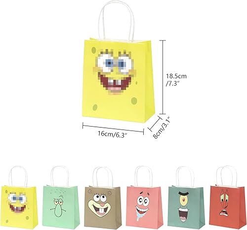 Miniatura 4 de Nivpput 12 bolsas de regalo de fiesta de dibujos animados, bonita bolsa de papel para fiesta, práctica bolsa de regalo, decoración de fiesta de