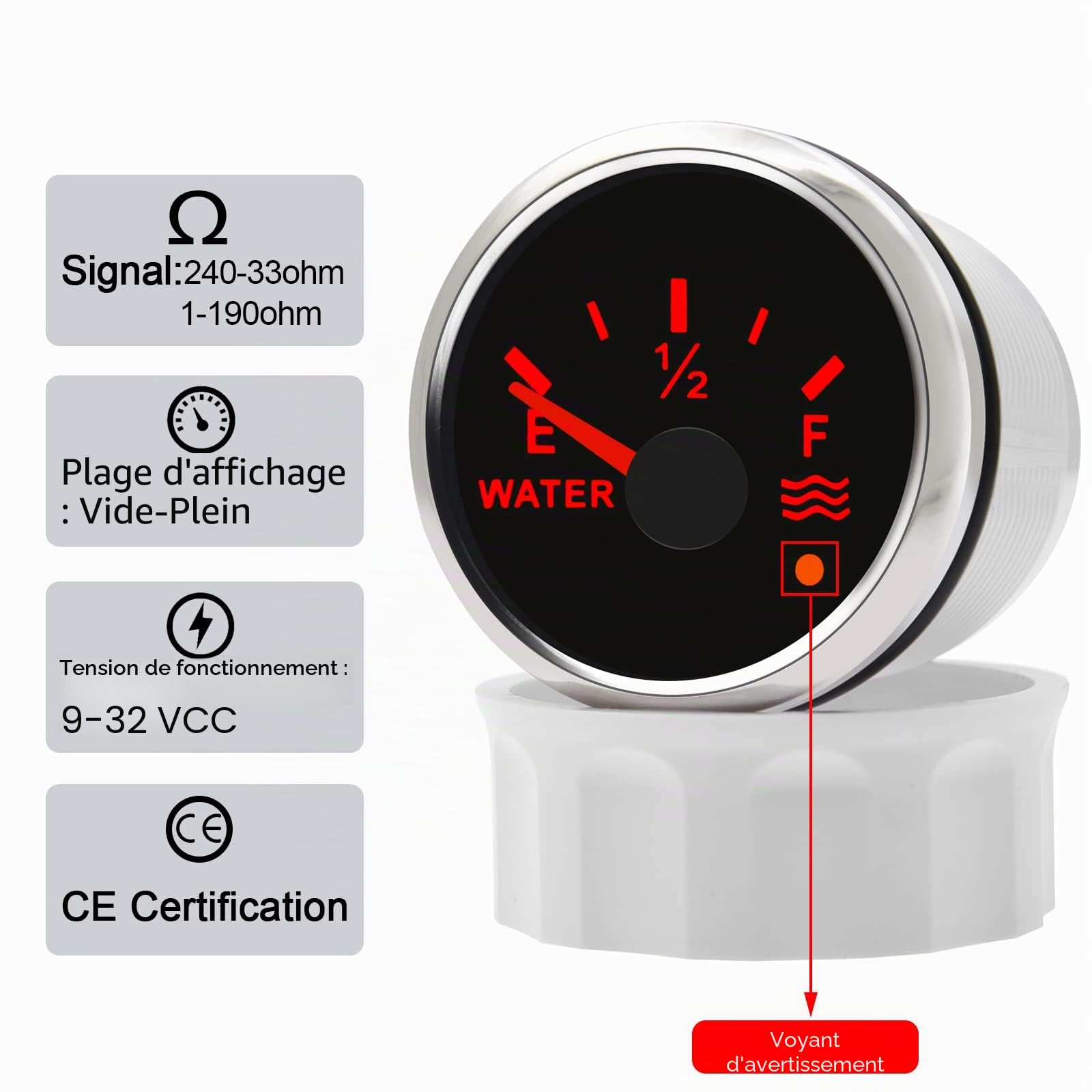 KAOLALI Indicateur de niveau d'eau, compteur de niveau d'eau 0 ~ 190 ohm Noir