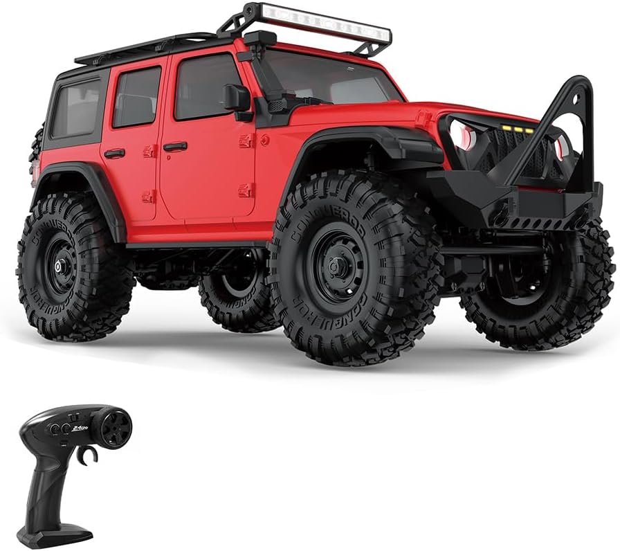 1/16 RC Crawler, 2.4G Full Proportional All-Terrain High Precision Bearing RC Climbing Car with LED Headlights, for Truck Fans (R1601/Red)