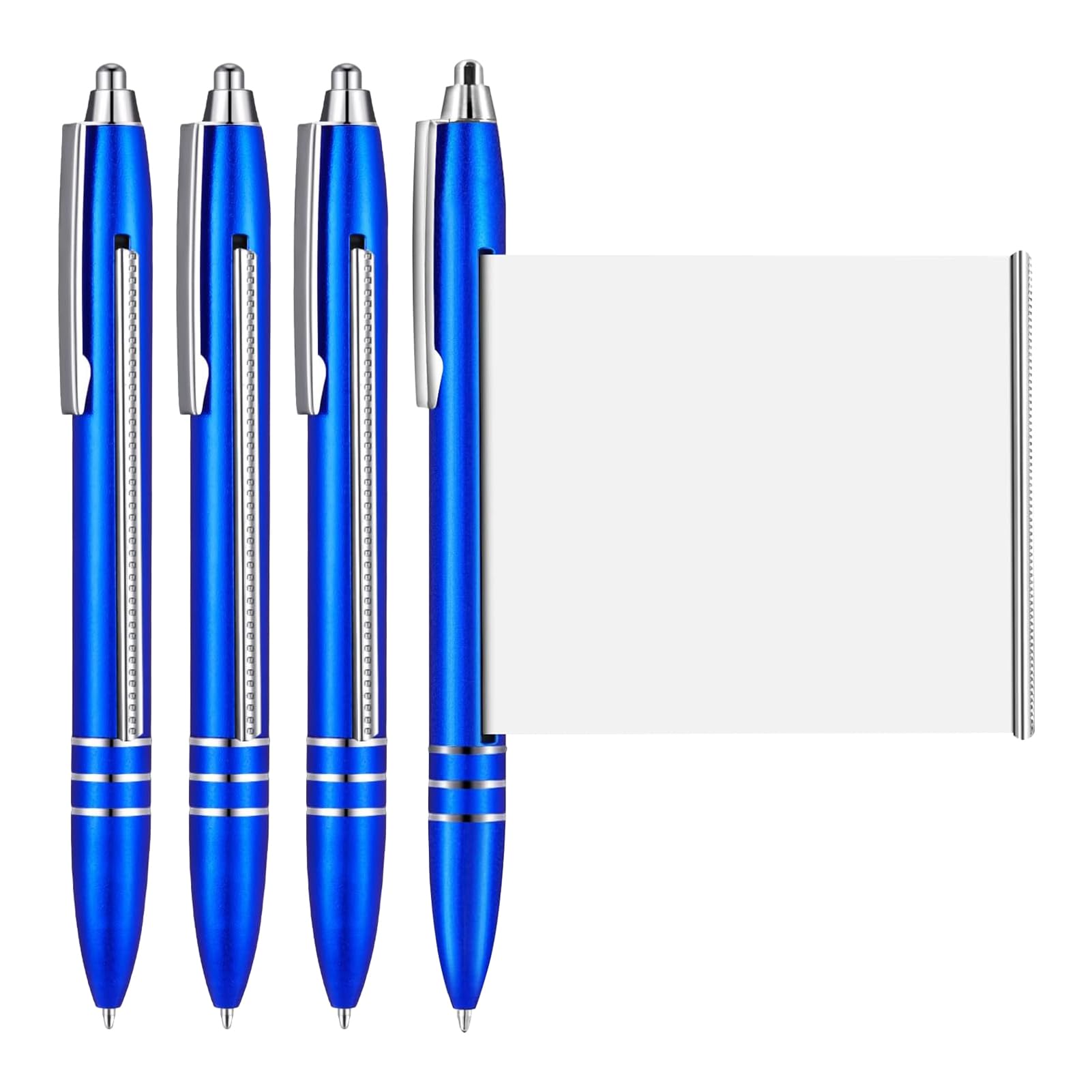 Pack of 4 Blue Ballpoint Pens with Cheat Sheet, Cheat Sheet, Cutter Ballpoint Pen, Cheat Sheet, Retractable for Student, Graduation, Office, School