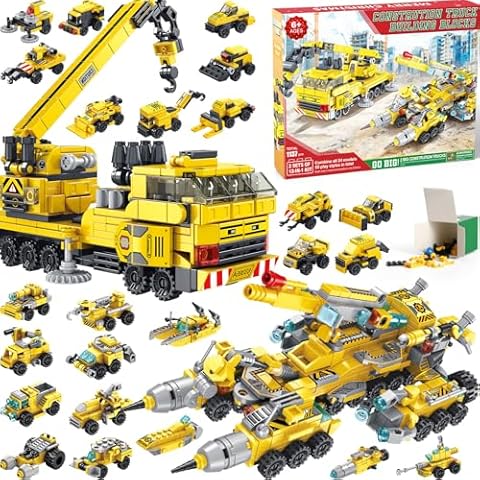 Christmas Gifts 2024, Boys Advent Calendar 24 Days Christmas STEM Construction Vehicles Building Blocks Calendar Gifts Box with 12-in-1 Engineering Truck Bricks Toys Set for Kids Teens Girls Age 6+ Cover