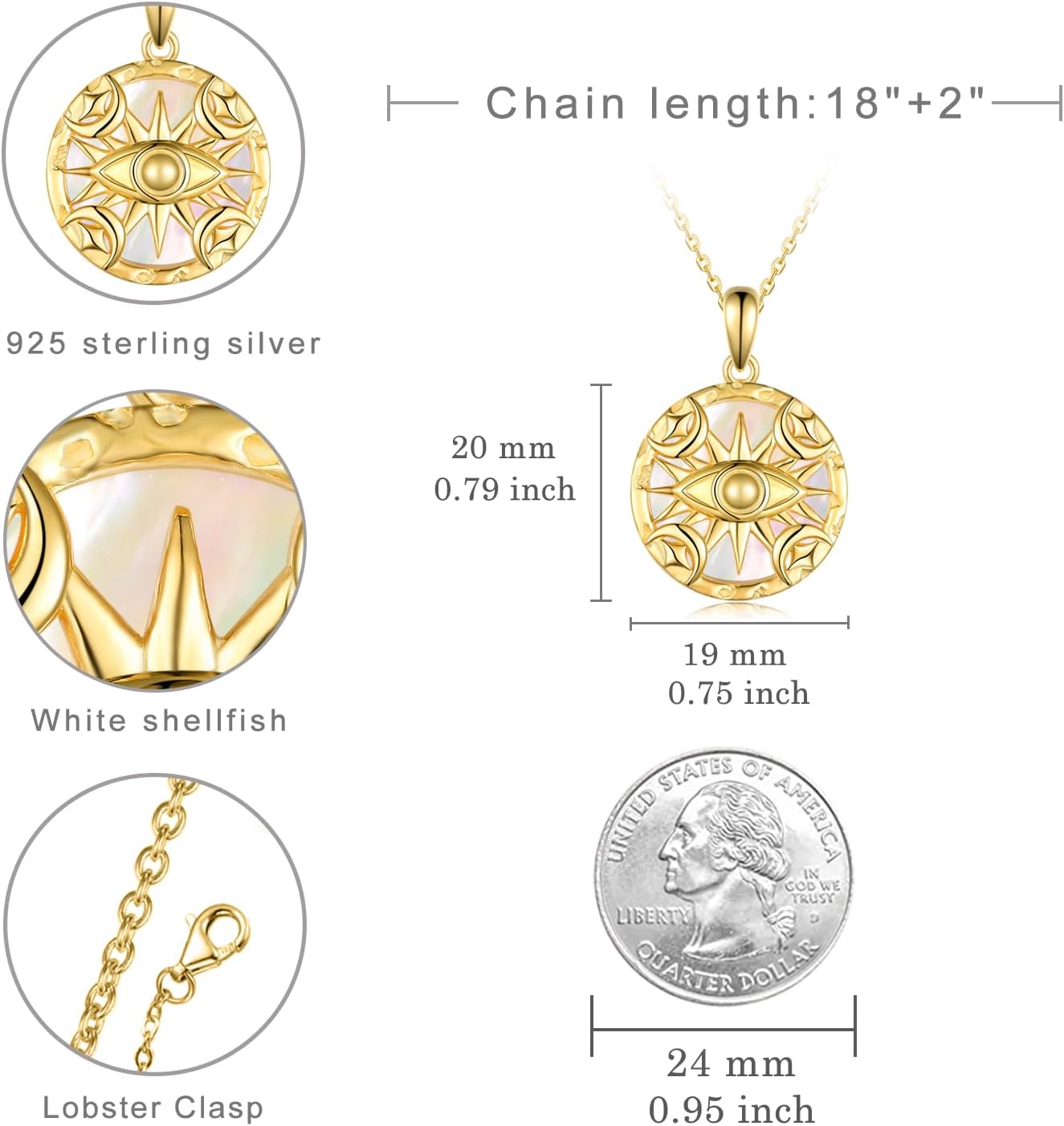 Dragonfly/Butterfly/Owl Necklaces for Women 925 Sterling Silver Moonstone Witch/Evil Eye/Celtic Cross Pendant Necklaces Boho Jewelry Gifts for Women - Image 6