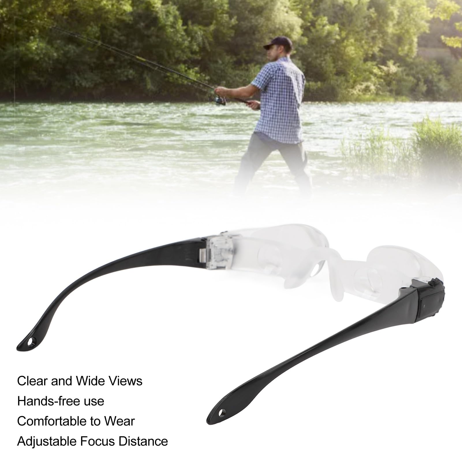 Lenti D'ingrandimento per TV Portatili, Occhiali per Telescopio da Pesca Ingrandimento 4X Messa a Fuoco Manuale, Lente D'ingrandimento per Binocolo da Pesca a Mani Libere per