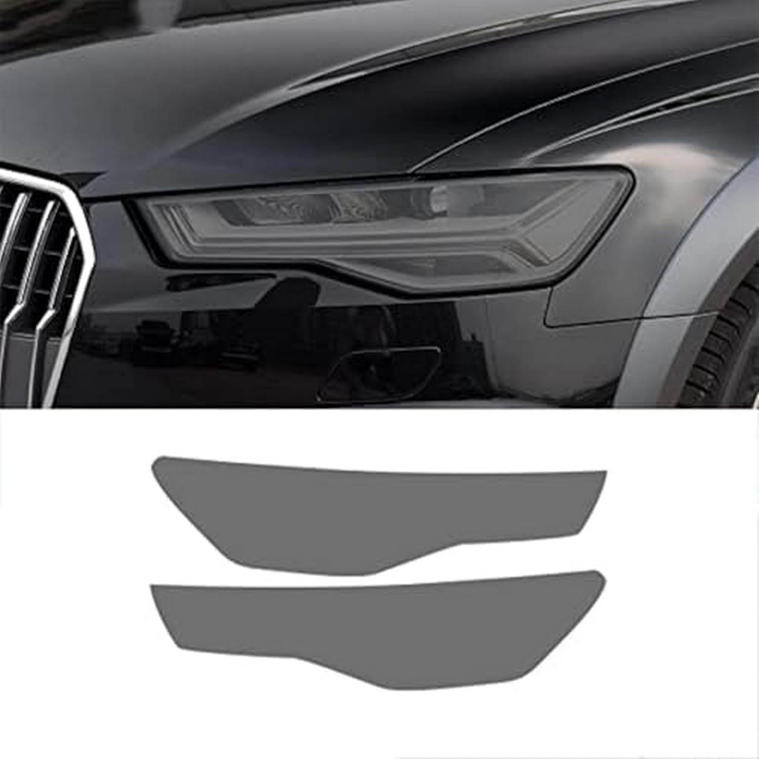 SamLng Car Front Light Film for Audi A6 C7 S6 RS6 2012-2018 Car Headlight Protective Film Front Light Transparent Blackened TPU Sticker Car Accessories Car Headlight Protective Film