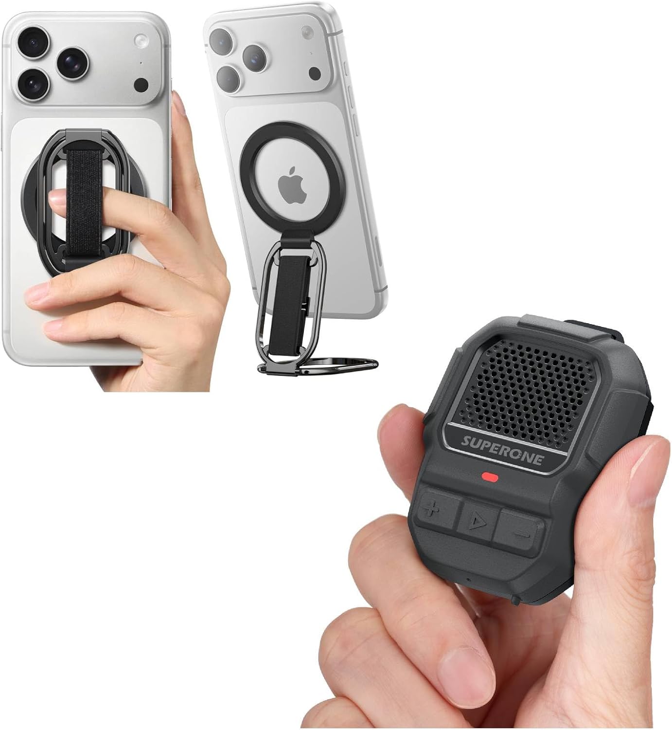 SUPERONE for MagSafe Phone Grip for MagSafe Kickstand & Wearable Bluetooth Speaker Clip-On