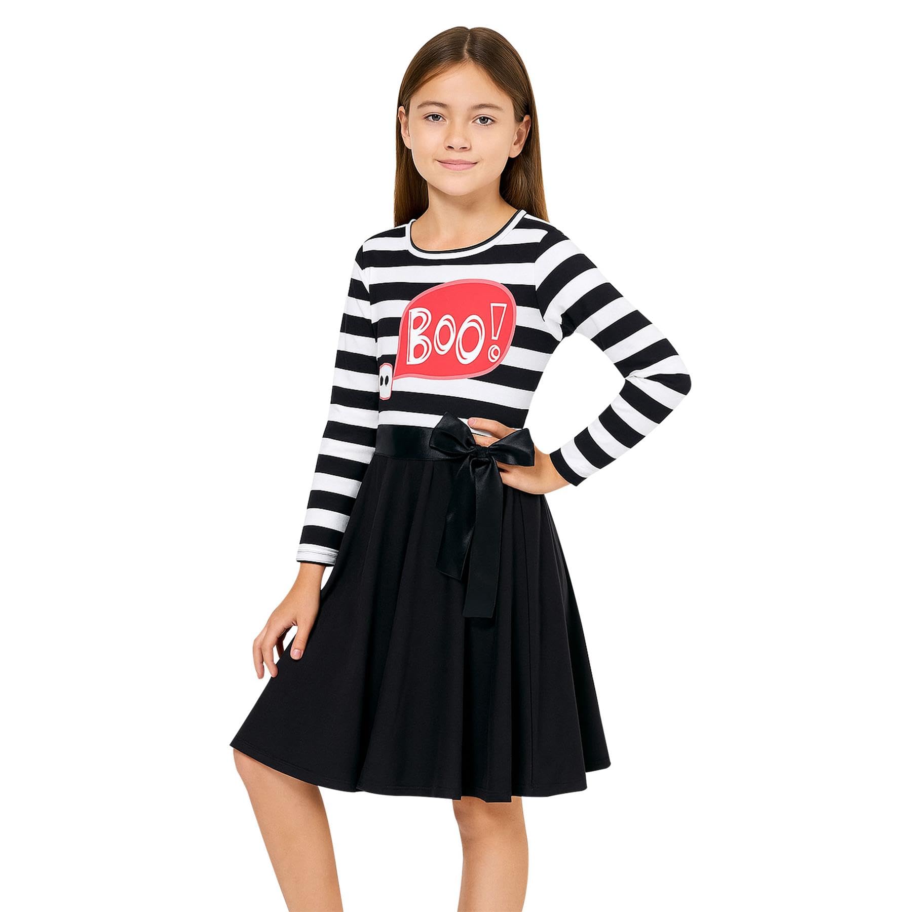 A2Z 4 Kids Girls Halloween Dress Spider Web Skull Skater - Skater Dress 651 Black 13