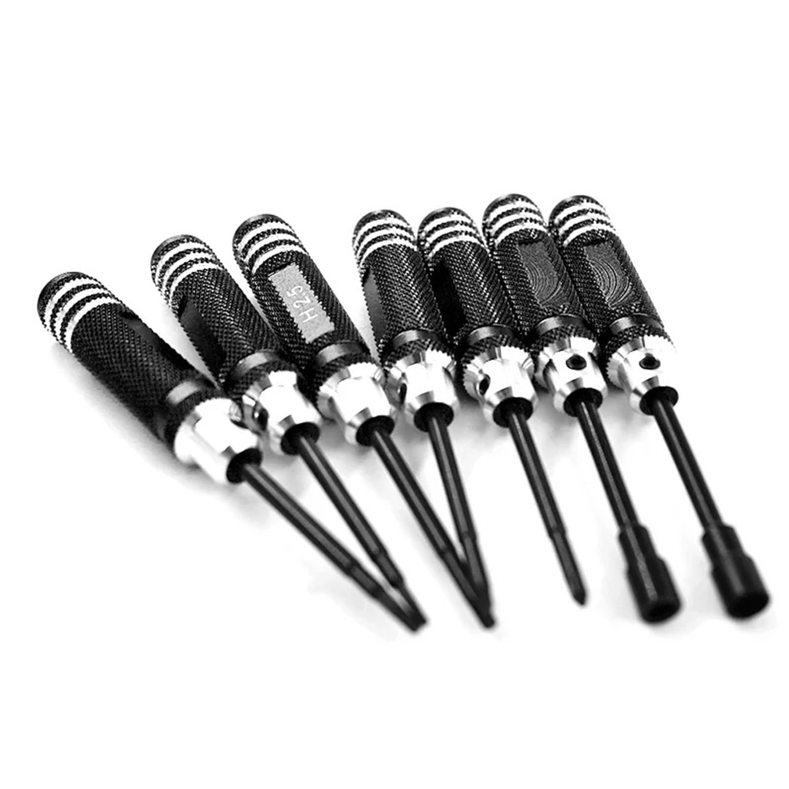 Piezas Orugas Rc Para Wltoys Para Traxxas Para Axial Herramientas Destornillador Hexagonal Kit Llave Tuerca RC Helicóptero Coche Avión FPV Drone 7 Uds Modelo(Black)