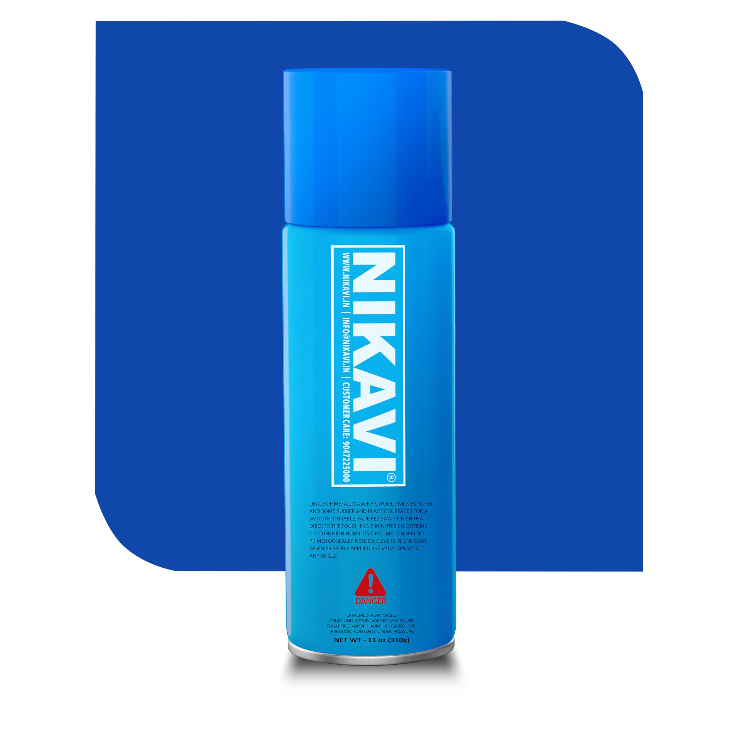 NIKAVI SP6 Automotive Rust Paint | Medium Blue Spray Can | Multi-Surface DIY Spray Paint | Quick Drying Gloss Finish for Bikes, Cars, Metal, Wooden Furniture, Plastic & Walls - 400ML - Medium Blue-image-27