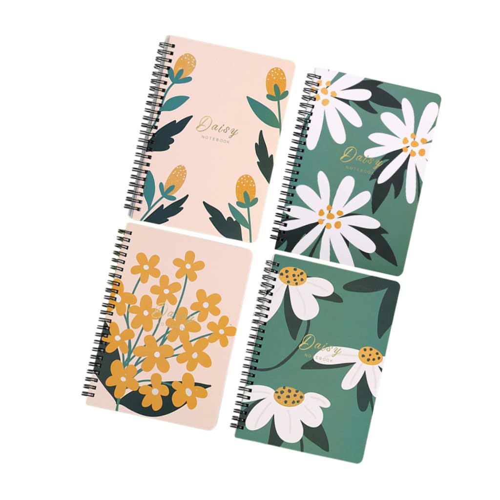 HOMSFOU 4 Pièces Cahiers à Spirale Fleurs Notes Pratiques pour Écriture pour Journaux Listes et Croquis