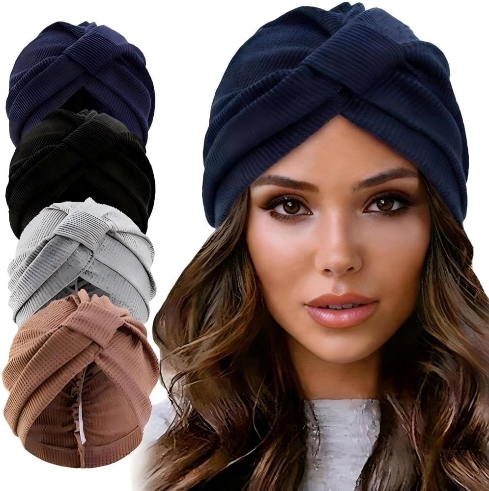 Women Turban Caps Pre-Tied Twisted African Indian Head Wraps Cotton Cancer Chemo Headwear Hair Wraps Cover Hairloss Hat image 5