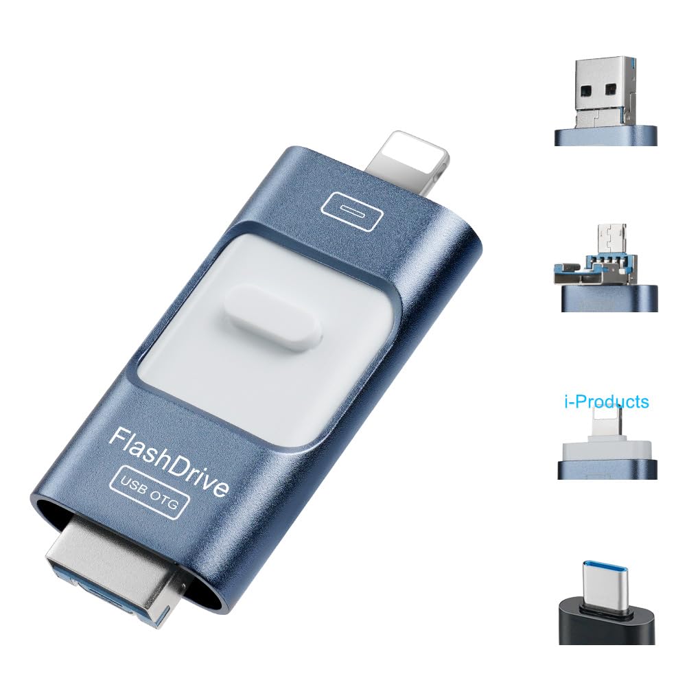 AXFEE Pamięć USB do telefonu, 4 w 1 USB 3.0 Flash Drive, 128 GB pamięć flash, zewnętrzna rozbudowa pamięci Fotostick, Memory Stick Flash Drive do telefonów z systemem Android, PC, Pad, kopiowanie