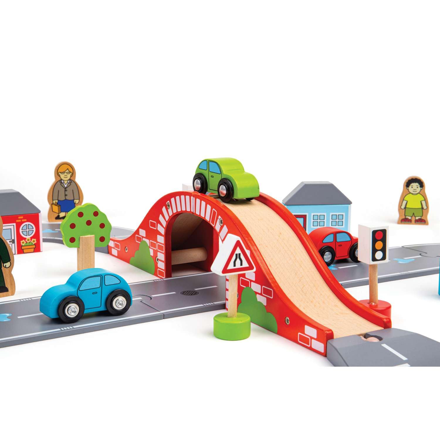 Bigjigs Rail Achtstraßenbahn, 36-teiliges Holz-Straßenbahnset