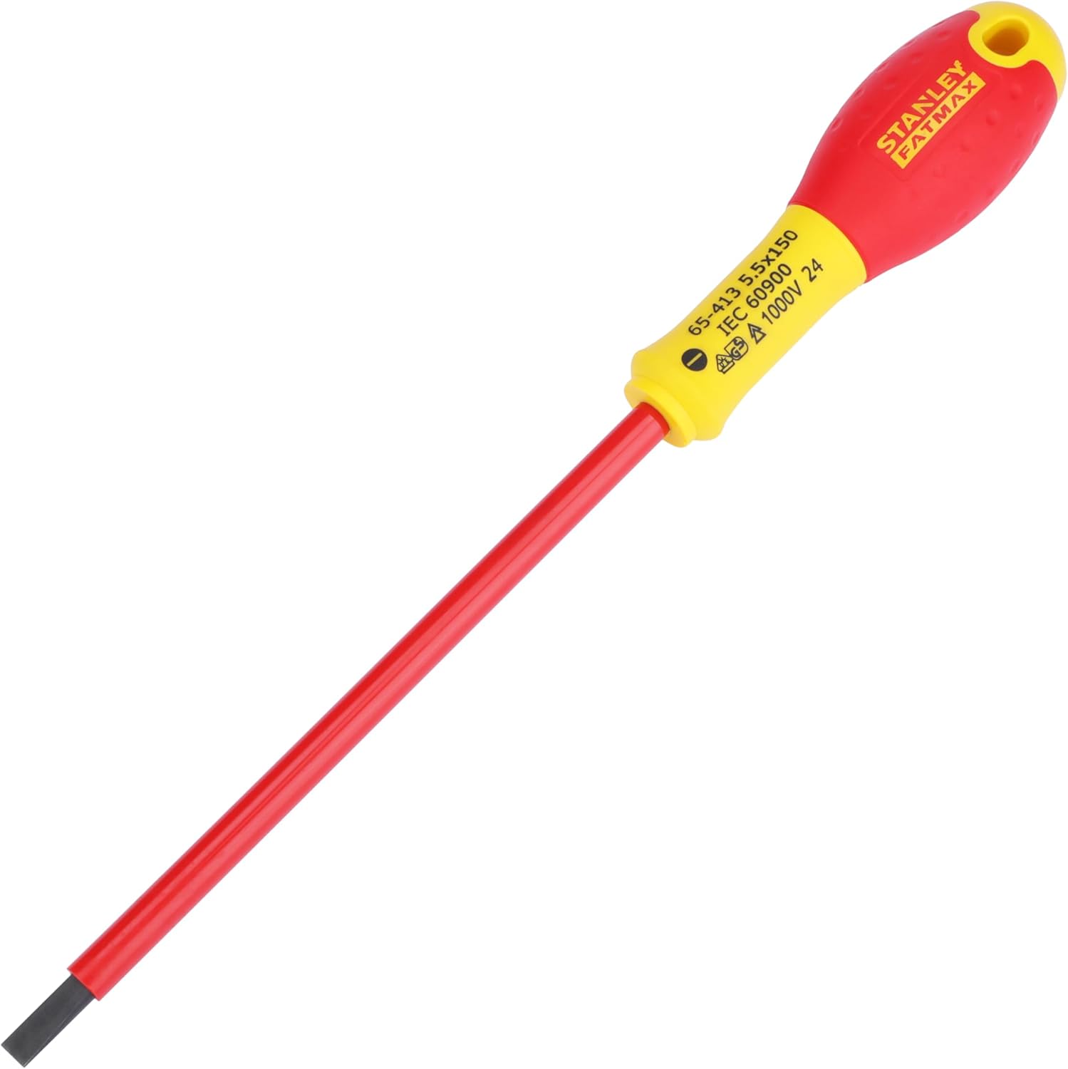 Stanley 0-65-413 Screwdriver Flared isolated, Red/Yellow