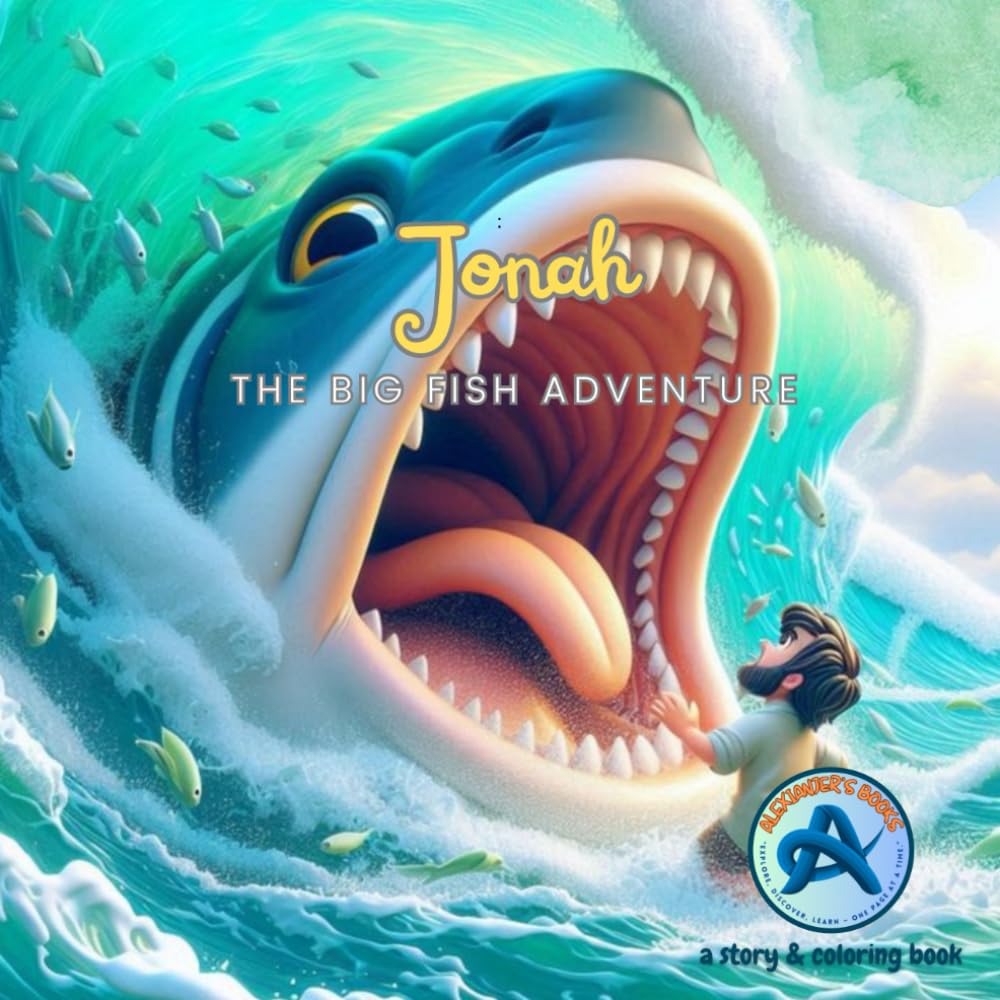 Bible Story and Coloring book : Jonah: Story of Faith and Adventure (Children's Bible Story and Coloring Books : Alexianjer's Books)