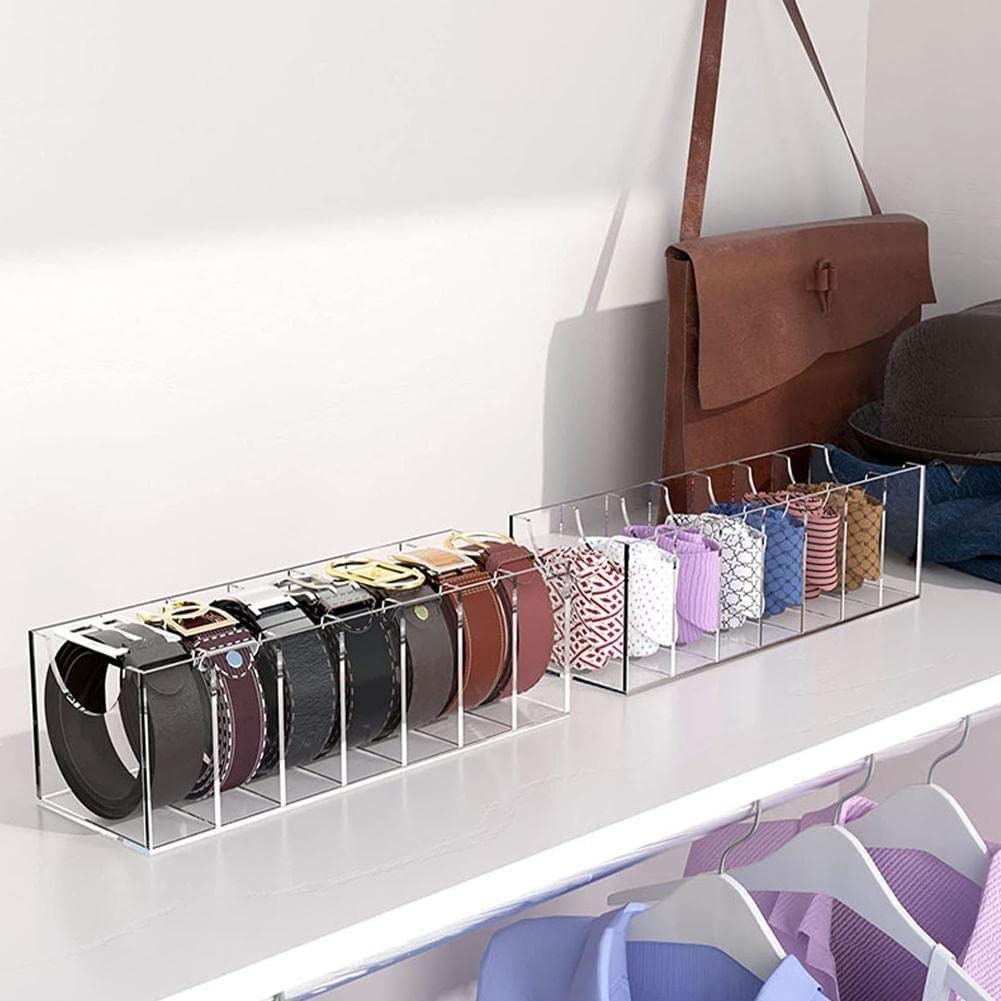 Organizer Per Cinture In Acrilico - 7 Scomparti, Con Piedini Antiscivolo - Per Cassetto O Parete - Foto 7