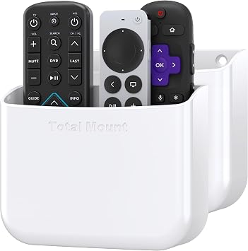 TotalMount Hole-Free Remote Holders Eliminate Need to Drill Holes in Your Wall for 2 or 3 Remote Controls White Quantity 2