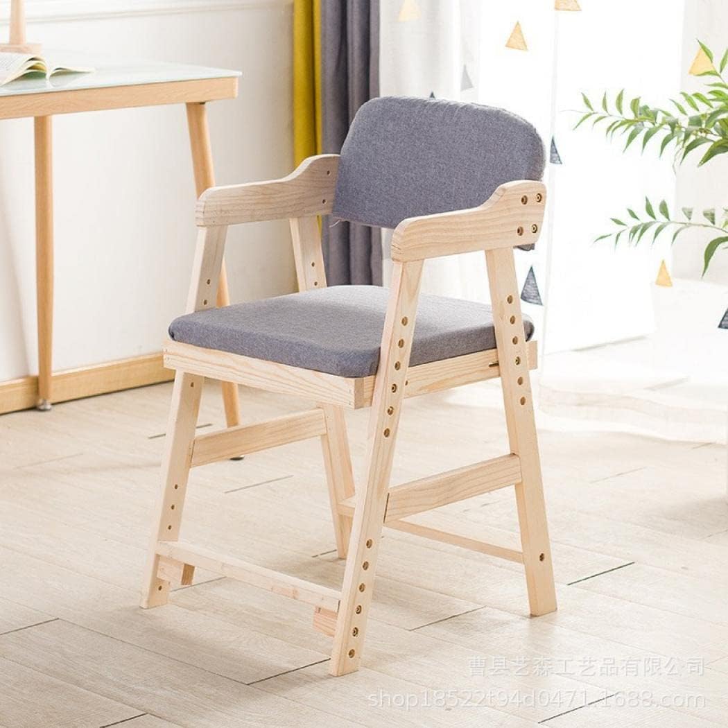 [ZYACOFVE] 学習チェア 子供用 キッズチェア デスクチェア ダイニングチェア ハイチェア 学習椅子 木製 組み立て式 クッション付き 高さ調節可能 食事/勉强 (グレー)