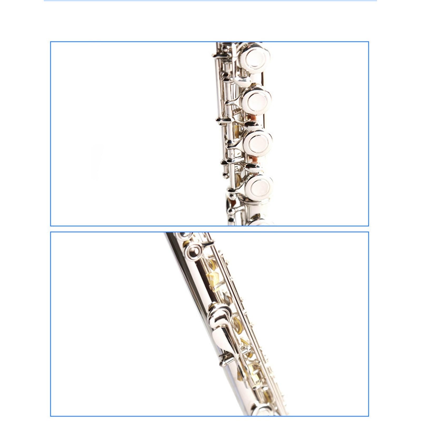 flauto traverso Flauto Placcato Argento A 16 Fori Chiusi Con Chiave E Chiave C Flauto In Metallo Flauto In Rame Bianco