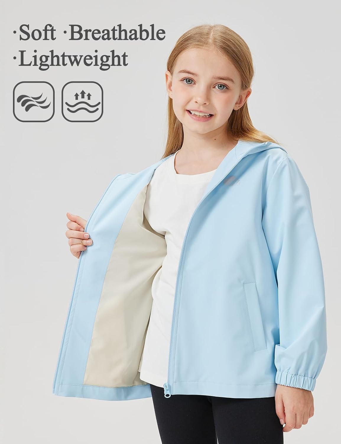 Kids Rain Jacket Lightweight Waterproof Rain Coats Outerwear with Hood for Boys Girls Size 4-15 - Image 5