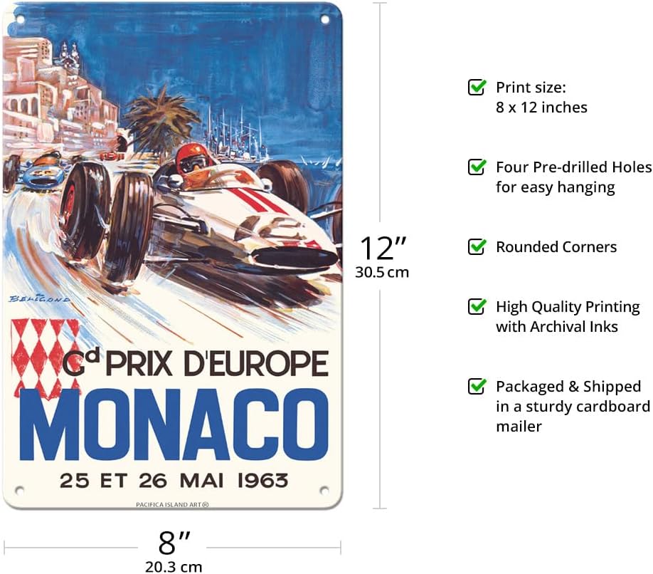 Pacifica Island Art Monaco Grand Prix Europe (Gd Prix D'Europe) Metal Sign image 2