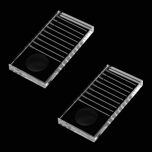 Paquete de 2 bandejas de pestañas de cristal para extensiones de pestañas, azulejos adhesivos transparentes para extensiones de pestañas, bandejas