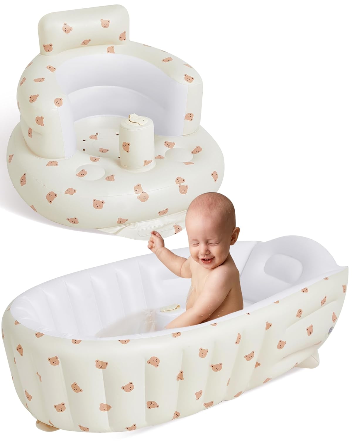 2 Pack Baby Inflatable Seat and Inflatable Baby Bathtub for