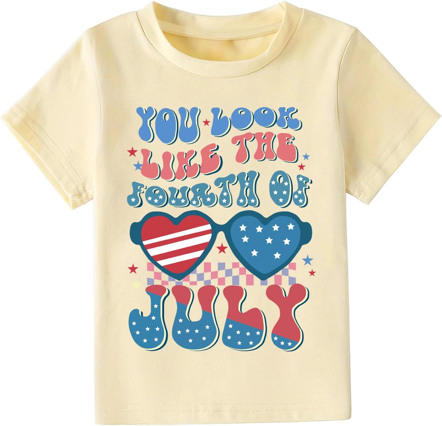 American Flag Crewneck T-Shirt Toddlers Memorial Day Kids Red White Blue Cotton Short Sleeve Tops 2-7t