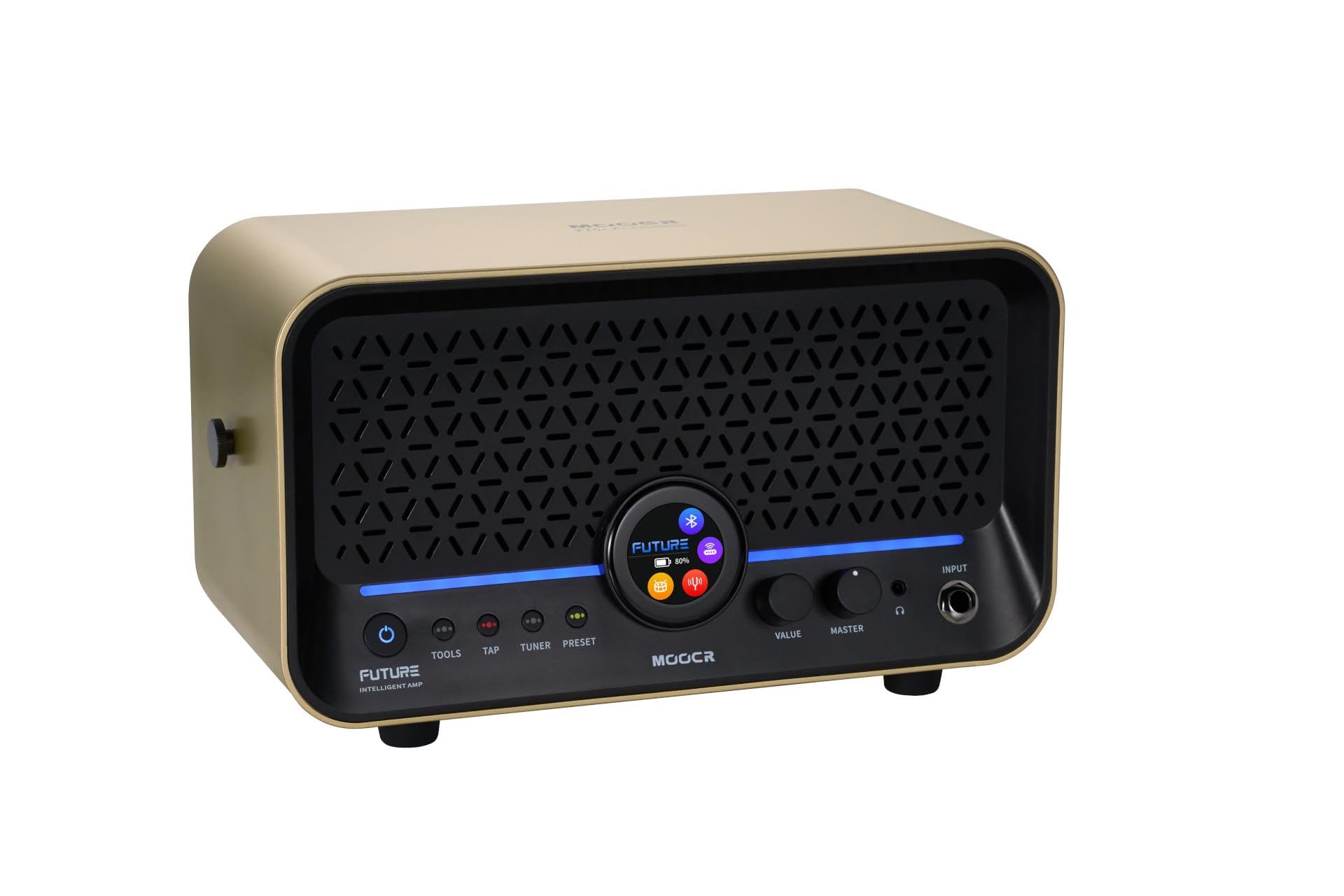 Mooer F15i Li – Multi Effects & Modeling Guitar Combo, 15 Watt, con batteria – Imperial Gold