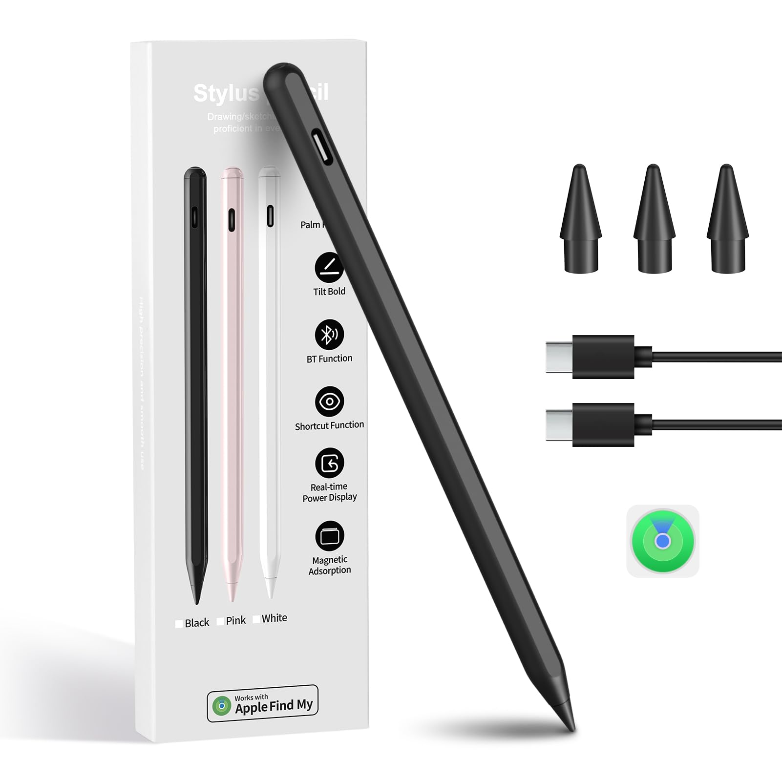 OTOUCH Touch Pen, Find My, Touch Pen, iPad Pencil, MFi Certified, Type-C Fast Charging, Stylus Pen, 2018-2025, Compatible with iPad, Rechargeable, Tilt Detection, Magnetic Adsorption, Battery Level-image-47