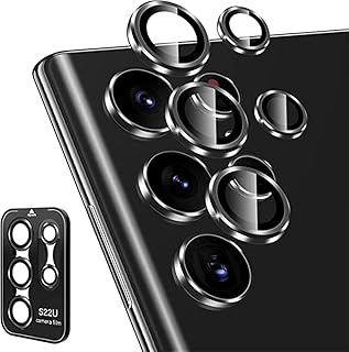 عدسة كاميرا سامسونج جالكسي S22 الترا سكرين من شيلد ايجيبت، متعددة الزجاج (أسود)