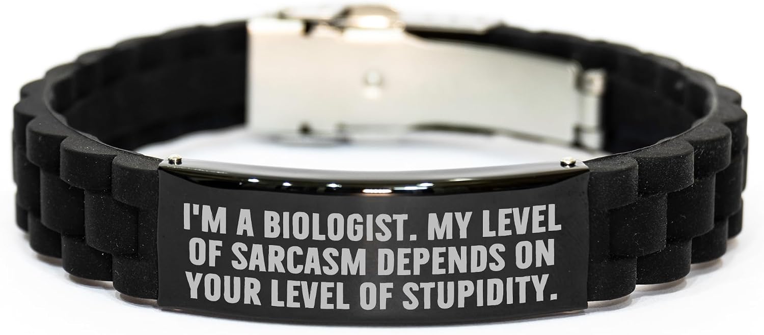 Biologist's Humor Gifts - Sassy Adjustable Clasp Silicone Glide lock Jewelry for Biologist Women - Funny Birthday Unique Gift Ideas for Scientists and Lab Lovers
