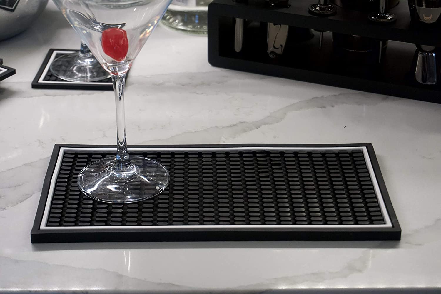 Highball & Chaser Bar Mat 12in x 6in. 1cm Thick Durable and Stylish Bar Mat for Spills, Service Mat for Coffee, Bars, Restaurants CounterTop Dish Drying Mat, Glass Drying Mat (2 pack)