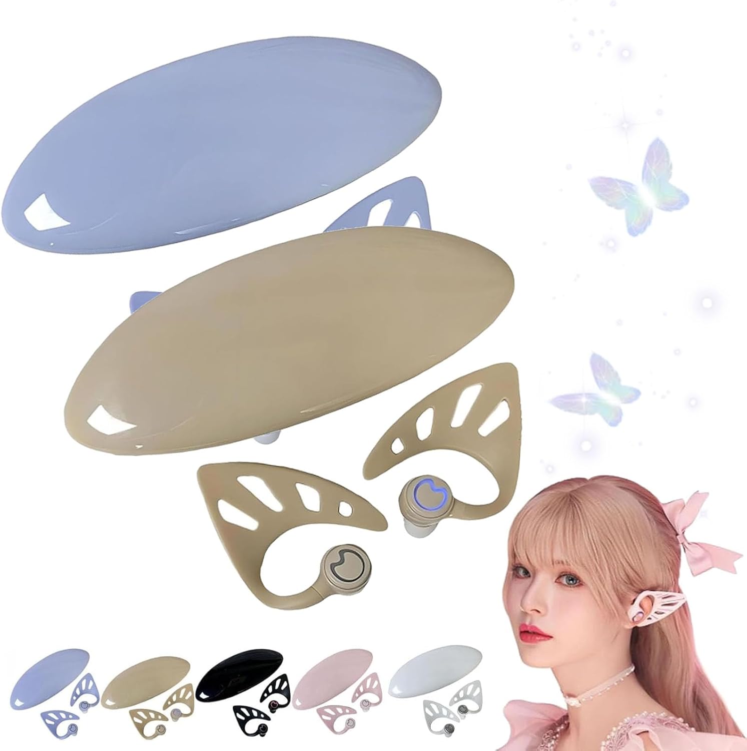 Elf Ear Headphones, Elf Headphones, Elf Ear Headphones Bluetooth, Elf Headphones Wireless, IPX4 Water Resistant, Dual Microphone Noise Reduction, Elf In-Ear Earbuds with Charging Case (2pcs-A)