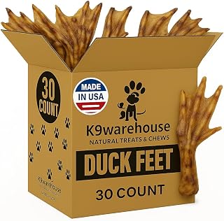 K9warehouse Duck Feet for Dogs - 30 Count - Dehydrated Dog Treats, Natural, Crunchy & Healthy, Ideal for Small to Large Breeds, Support Joint Health & Dental Care, Duck Feet Dog Treats - Made in USA