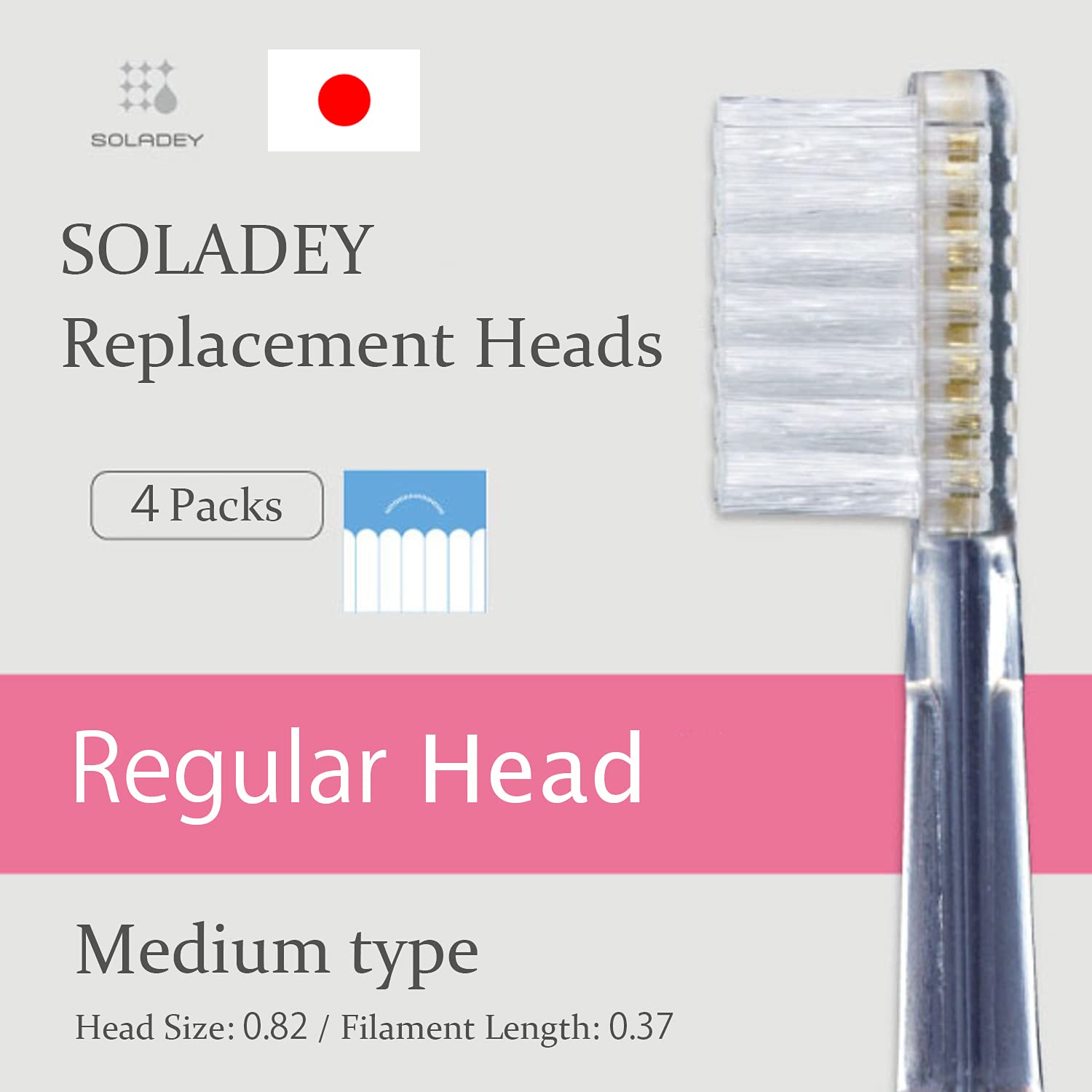 SOLADEY Cabezales de repuesto para cepillos de dientes iónicos (paquete de 4) (2) - Mediano
