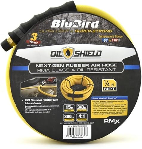 Miniatura 10 de Oil Shield - Manguera de aire de goma clase A más ligera, más fuerte, flexible (38 pulgadas x 25 pies) - OS3825