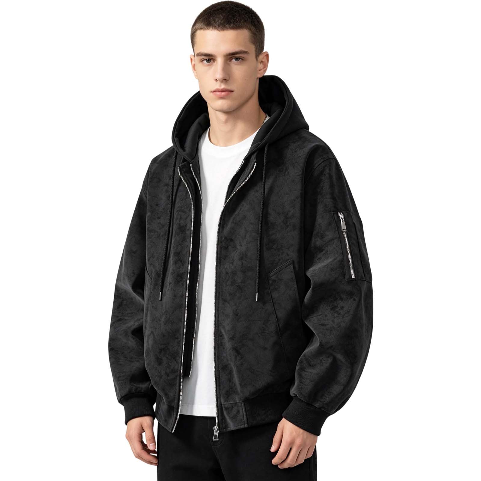 Gilet da uomo con cappuccio e cerniera su tutta la lunghezza, senza maniche, cardigan oversize, per attività all'aperto, per tutti i giorni e il tempo libero