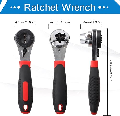 Miniatura 3 de Ghopy Llave de trinquete ajustable para tornillo de 0.236-0.866 in, llave de trinquete ajustable universal, llave de trinquete multifuncional con