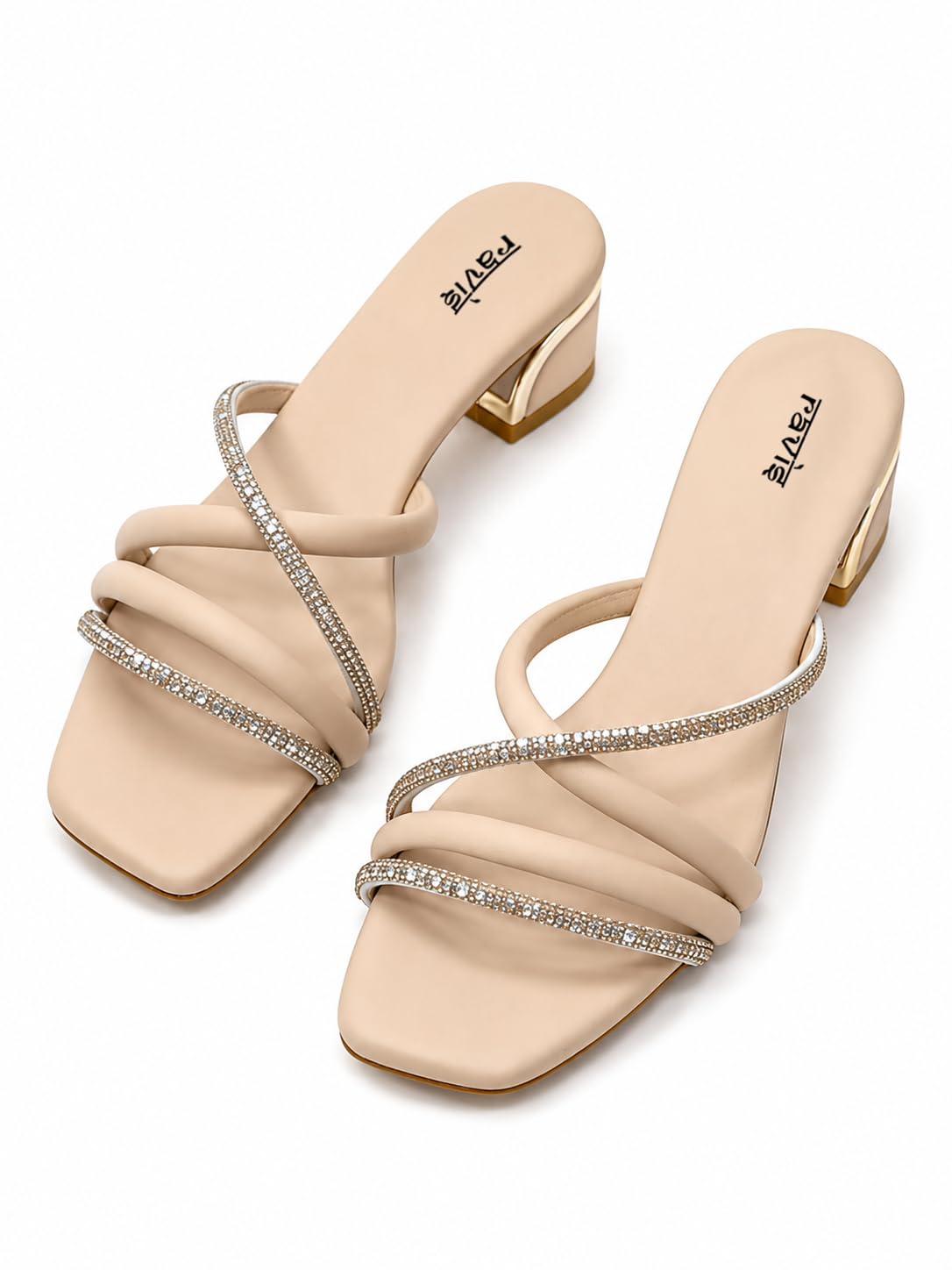 ravis Women’s Embellished Thong Block Heel Sandals with Square Toe |-picture-4