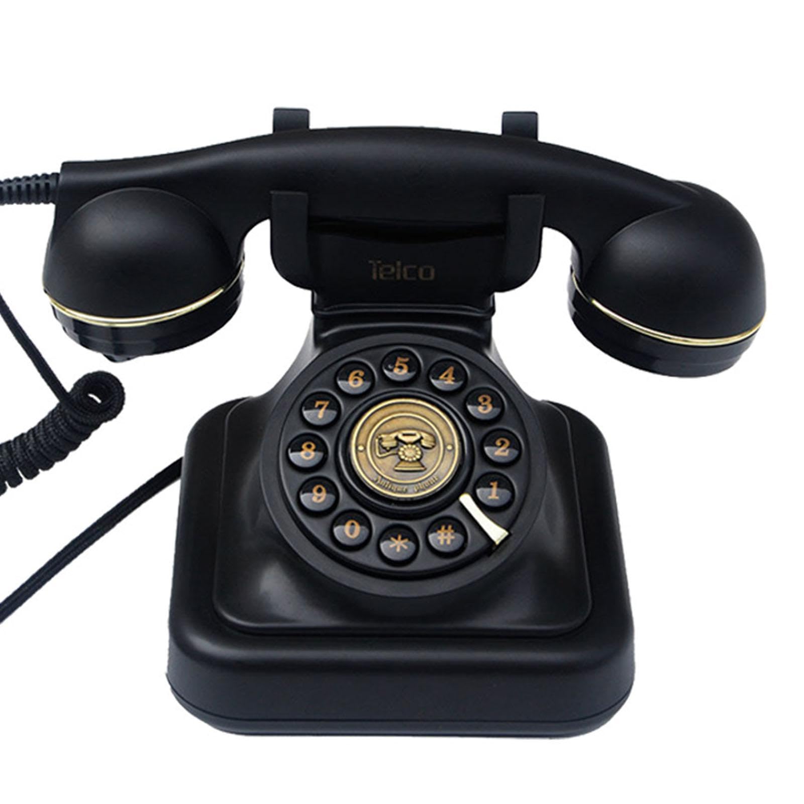 Telefono con Audiolibro per Ospiti, Design retrò, Dispositivo di Registrazione Messaggi, Telefono Fisso Decorativo con Funzione di Registrazione E, Nero