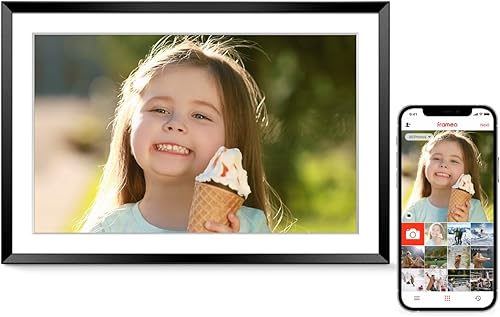 Eptusmey Marco de fotos digital marco de fotos digital Frameo WiFi integrado de 32 GB con pantalla táctil HD de 10.1 pulgadas, envía fotos o videos